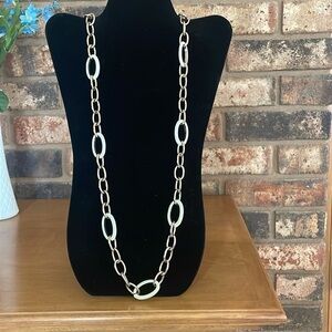 Banana Republic Cream Enamel and Gold Tone Open Link Necklace